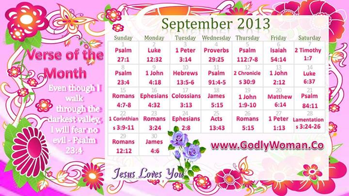 Godly Woman Daily Calendar - September 2013 - 